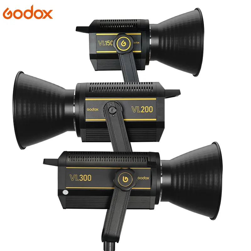 Светодиодная лампа для видеосъемки Godox VL150 VL200 VL300, 5600K, белая версия, непрерывный выходной свет, крепление Bowens, студийное освещение с поддержкой приложения