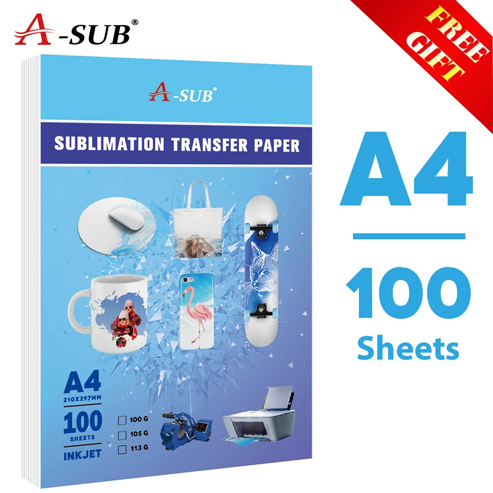 Inkjet Sublimation Heat Transfer Paper 100sheets A4 for Any Inkjet Printer with Sublimation Ink 100 Sheets