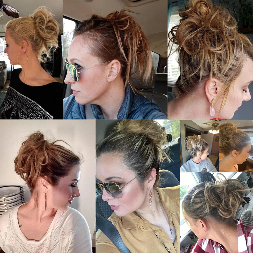

Messy Scrunchie Chignon Natural Fake Hair Extension Straight Bun Elastic Band Updo False Hairpiece Synthetic For Girl Women