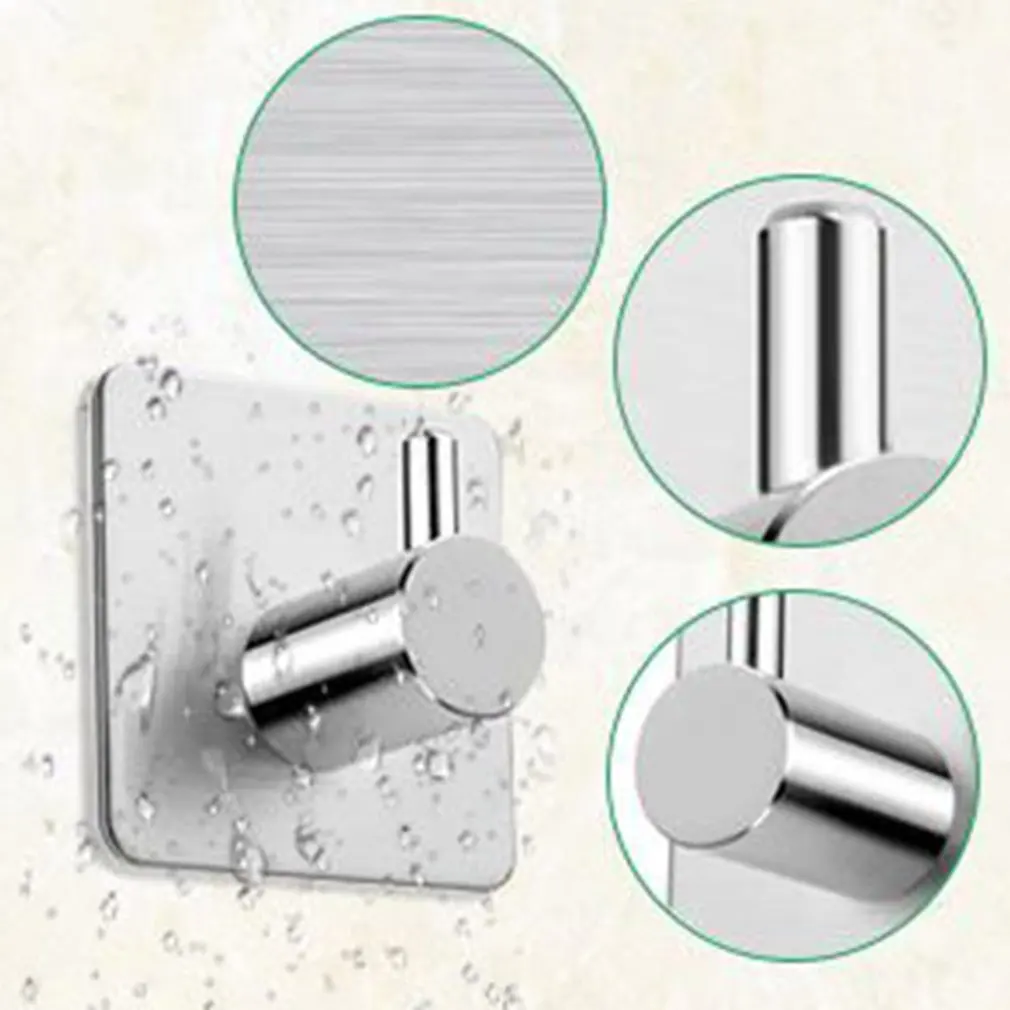 

Practical Square Coat Hook Without Nails Traceless Hook 304 Stainless Steel Hat Hook Nail-free Durable Sticky Hook