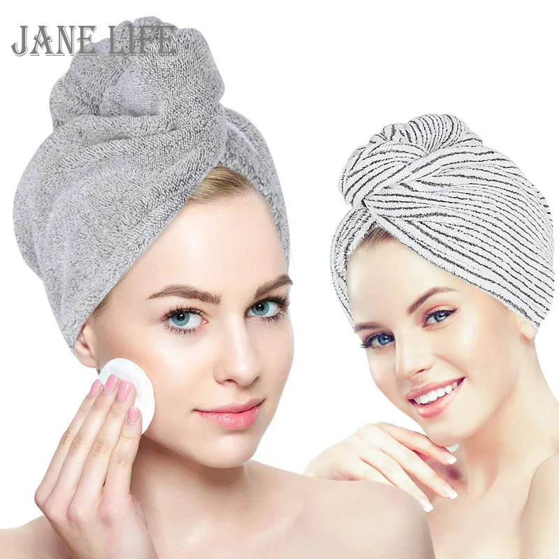 

Hair Drying Towel Cap Wrap Bamboo Charcoal Fiber Bath Shower Head Turban Absorbent Quick Dry Hair Towels For Women Anti-Frizz