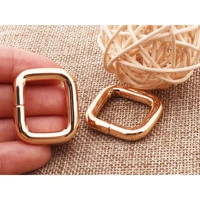 10 pcs pale gold rectangle rings rectangular wire loops square webbing purse handbag bag making hardware handbag ring 20mm