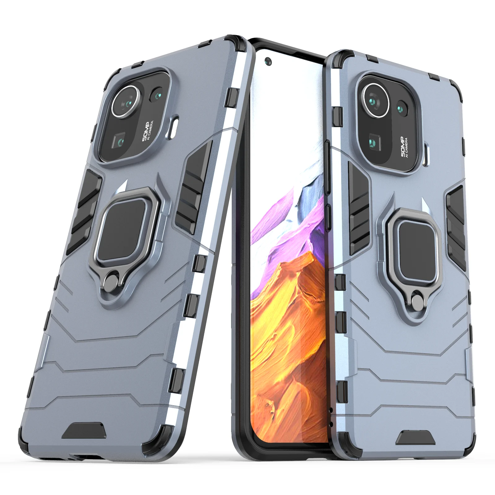 

Hybrid Rugged Armor Kickstand With Metal Finger Ring Shock Proof Cover For Iphone 12 Pro Max 12 Mini 11 Pro Max X XS Max XR 6S 7
