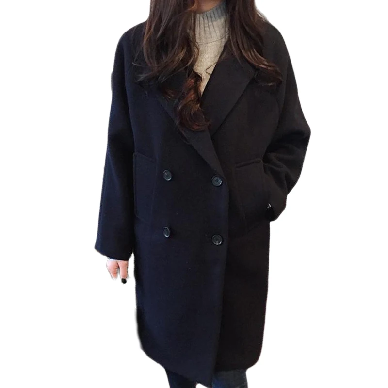 

Пальто женское Шерстяное, с V-образным вырезом и карманами