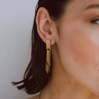 punk 925 silver needle long earrings for women geometry metal simple vintage tassel drop earrings fashion jewelry accessories