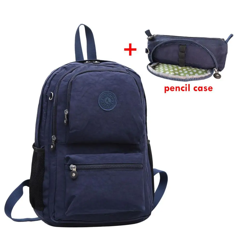 2 pieces Blue ACEPERCH Повседневный школьный рюкзак для девочек-подростков, женские рюкзаки, нейлоновый рюкзак для ноутбука, женский рюкзак - Color: 2 pieces Blue