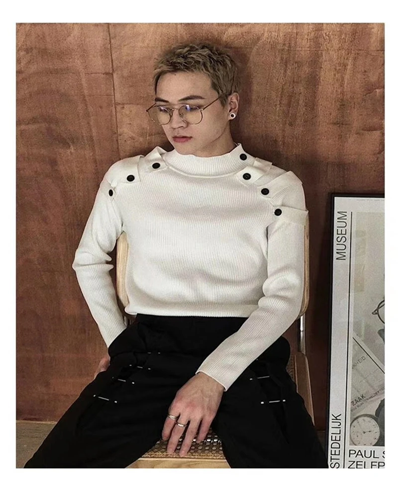 

Korean style well-known designer men's pullover brand sweater fashion sweater bottoming shirt hot sale striped knitted top sport