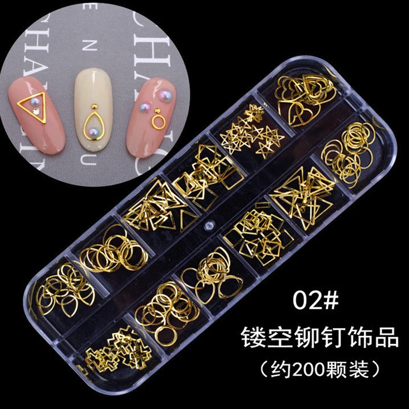 Украшения для дизайна ногтей 12 костюмов 3D Стразы flash металлические акриловые