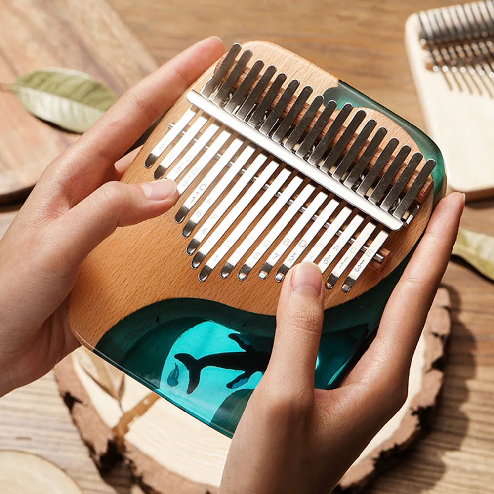 

17 Keys Kalimba Wooden Thumb Piano Solid Beech Epoxy Resin With Tuning Hammer Keyboard Musical Instrument Birthday Gift
