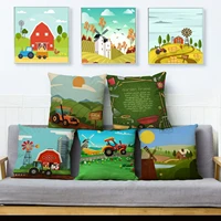 modern home decor cushion cover cartoon farm pasture print pillowcase