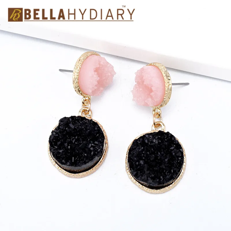 Bijoux необычные серьги из смолы Druzy, большие геометрические Висячие серьги для женщин, ювелирное изделие, массивные серьги Mujer Moda Ohrringe