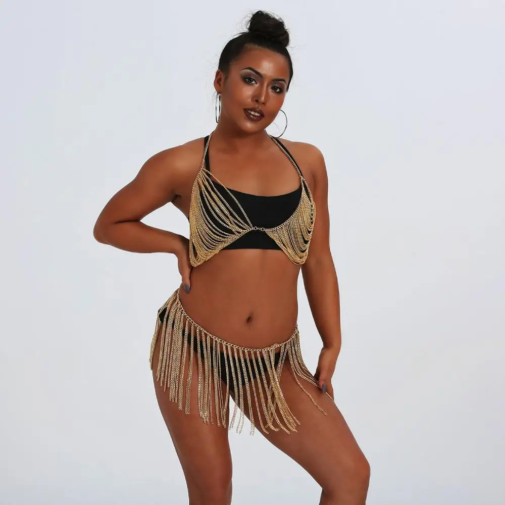 Богемная цепочка для тела с кисточками юбка живота Летний Пляжный комплект