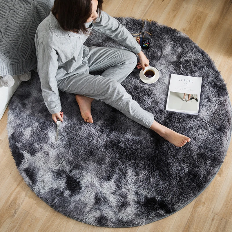 European long hair round living room carpet bay window bedroom bedside mat Gradient color rug personality blanket | Дом и сад