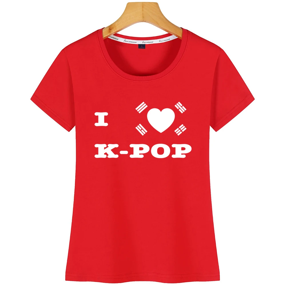 Топы футболка женская я люблю Kpop Корейская Kdrama Namsan смешная белая короткая |