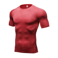mens sportswear t shirt running shirt short sleeve top fitness sports quick dry sweat summer gyms workout mma compression shirt