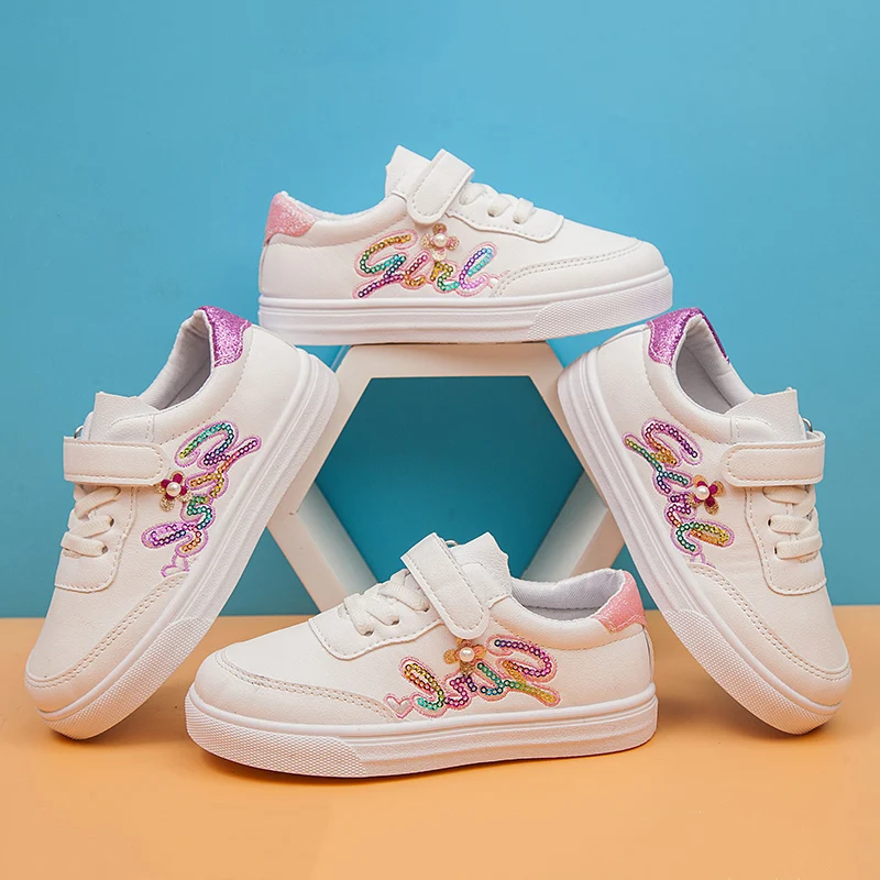 Детская обувь для девочек спортивная Белые студенческие кроссовки Повседневная