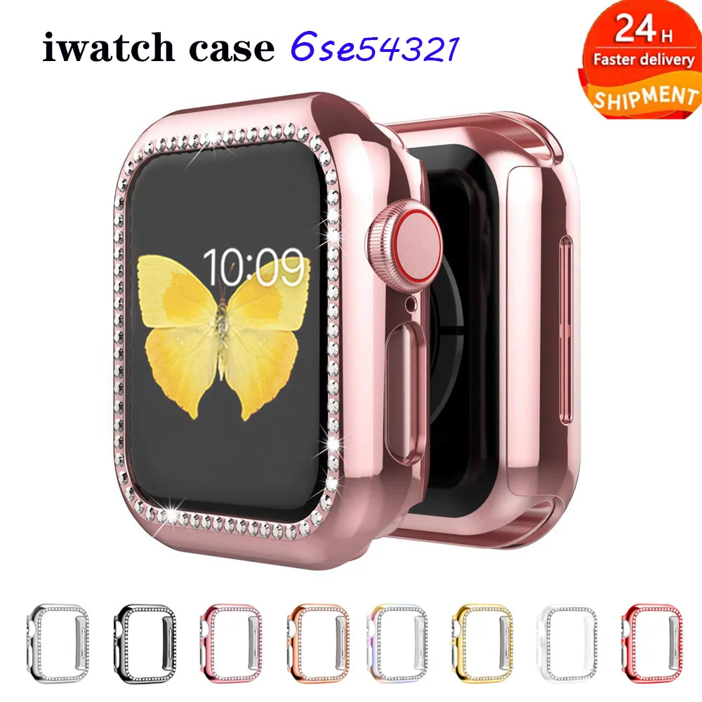 Diamond Case for Apple Watch Serie 6 SE 5 4 3 Bumper 38mm 42mm Screen Protector Protective Cover Accessories iwatch 44mm 40mm