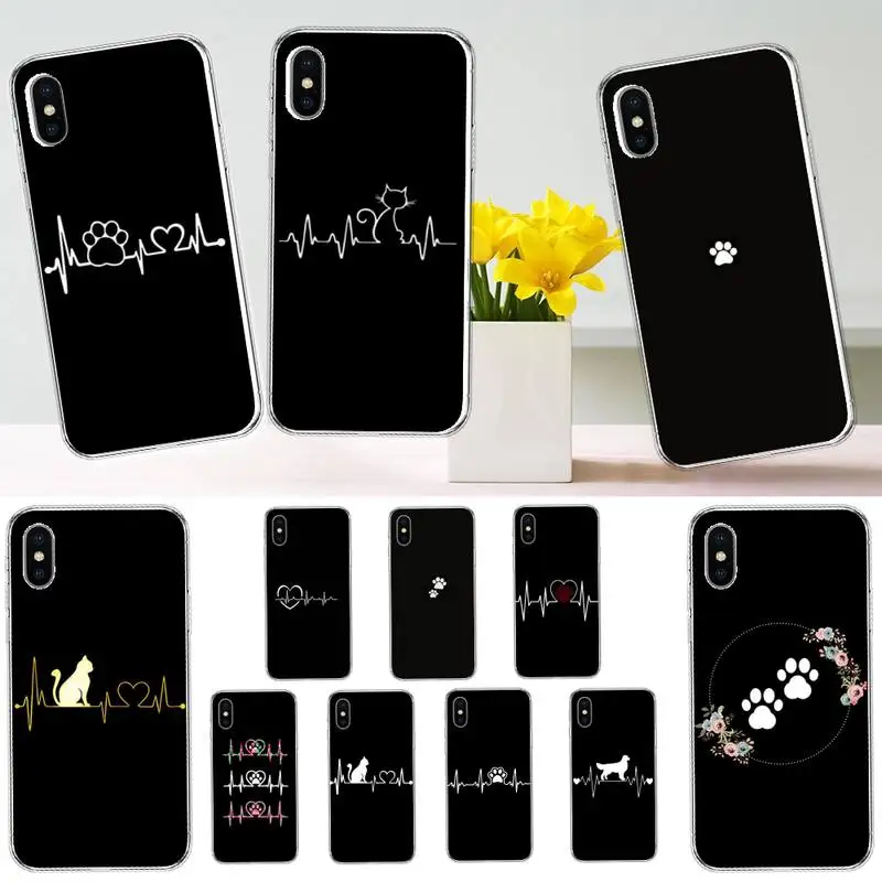 

Animal cat black line Phone Case Transparent soft For iphone 12 11 13 7 8 6 s plus x xs xr pro max mini