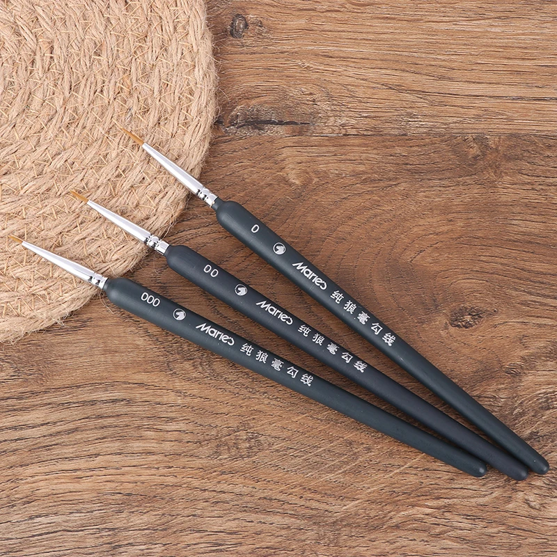 

3Pcs Miniature Paint Detail Brush 0/ 00/ 000 Wolf Hair Professional Fine Detailing For Art Supplies Drawing Art Pen Paint Brush