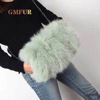 100 real fox fur hand warmer bag winter new ladies authentic fluffy cute brand chain shoulder bag fashion luxury handbag women