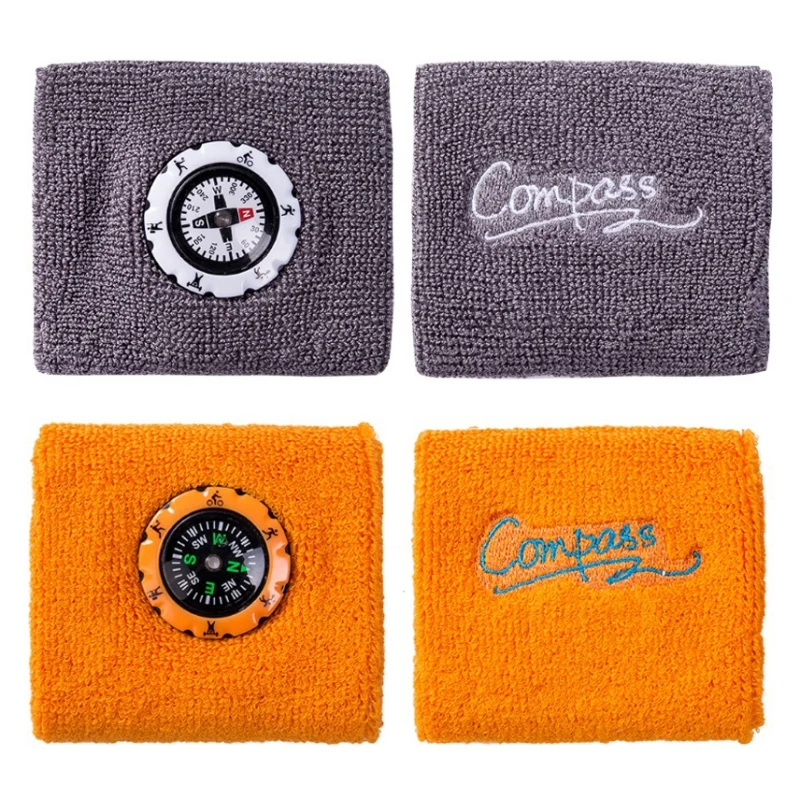 Outdoor Compass Wristband Sports Sweat-Absorbent Cotton Survival Bracelet Sweat Bands for Hiking Hunting Camping | Спорт и