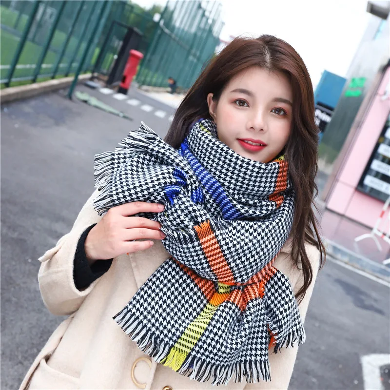 

Cashmere Winter Scarf for Women Tassel Plaid Scarves Paashmina Shawls Wrap Warm Thick Stole for Ladies 2020 Fashion