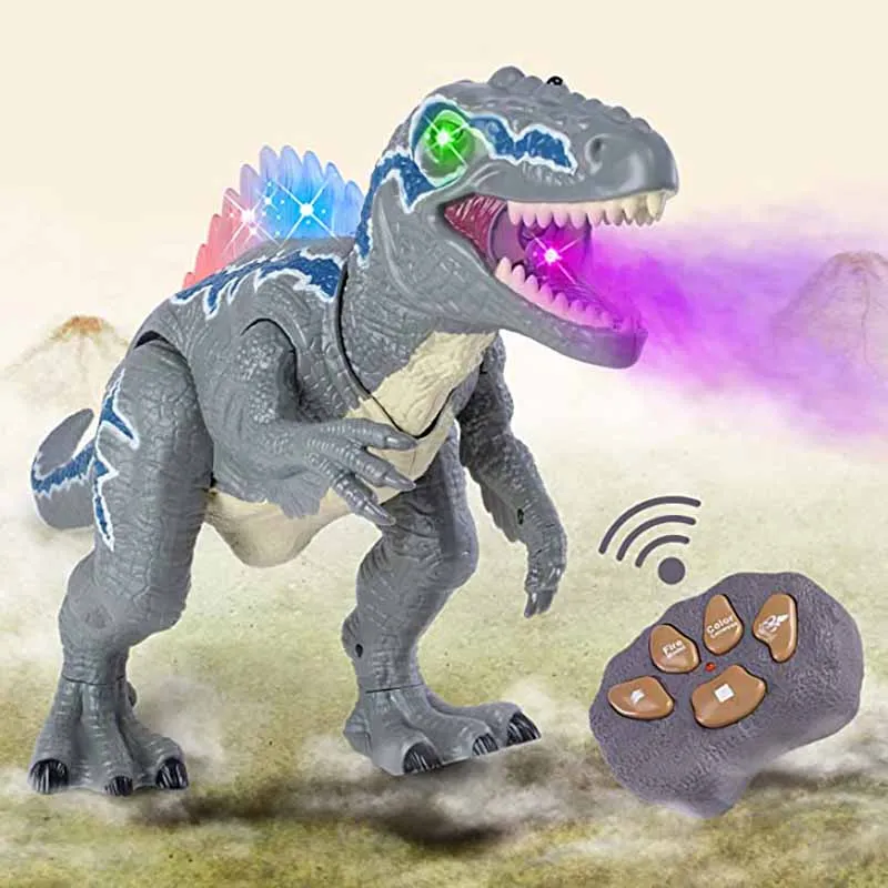 41CM Large RC Toys Rmote Control Velociraptor Dinosaur With 7 Different colors Of Spray Sounds Warking,Swaying For Kids Over 36M enlarge