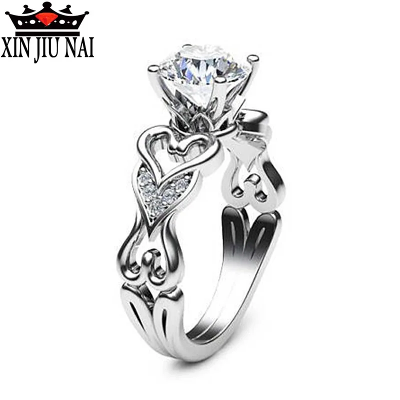 Женское ретро кольцо с кристаллами в форме сердца|Кольца| |
