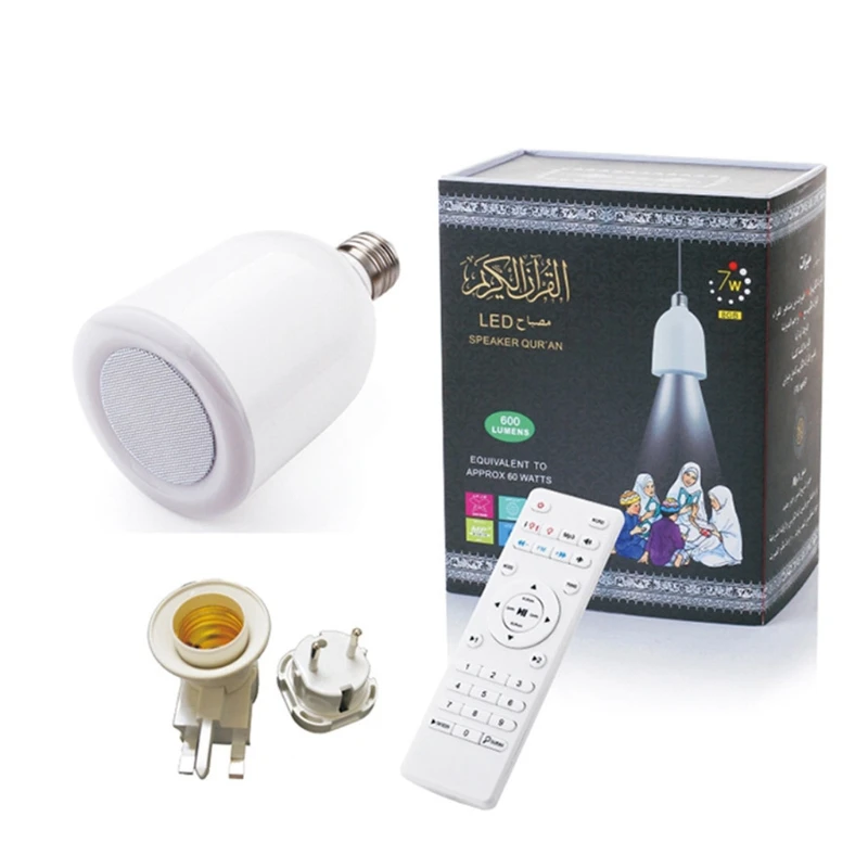 

E27 Bluetooth Quran Speaker Remote Control LED Light Bulb Support FM Radio Quran Recitation Translation Loudspeaker
