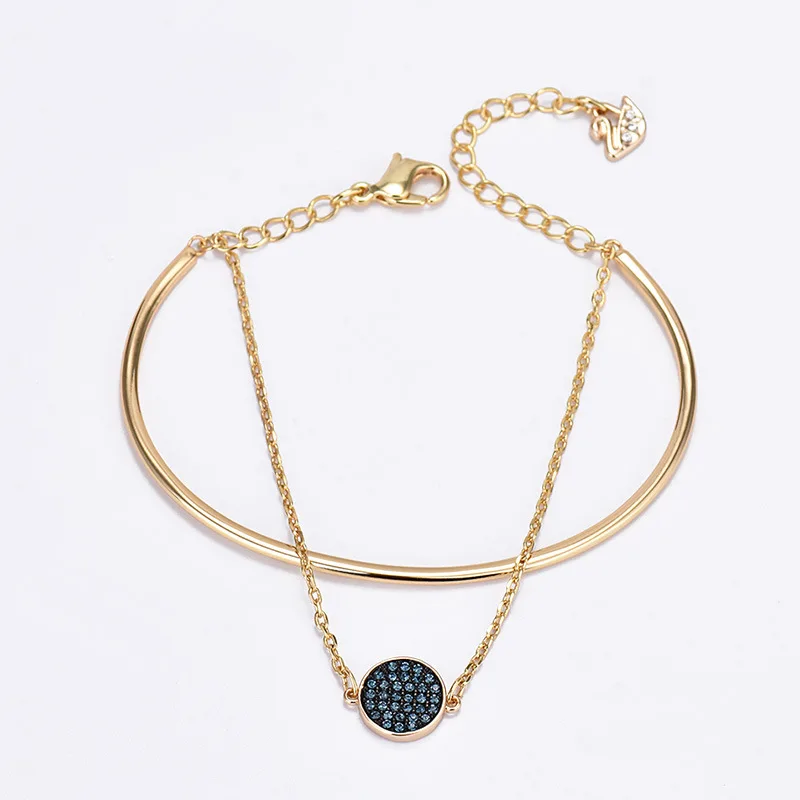 

Brand 1:1 new series diamond-studded racket double layer two-in-one round bracelet, exquisite and elegant charm silver jewelry