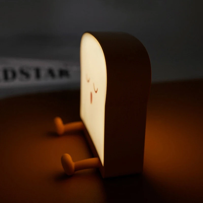 

Cute LED Night Light Toast Touch USB Rechargeable Eye Protection Desk Lamp Phone Holder Teen Bedroom Decoration For Kids Gift