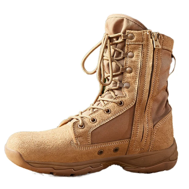 Spring outdoor combat boots sand-colored special forces fan high top breathable tactical training land training hiking boots men