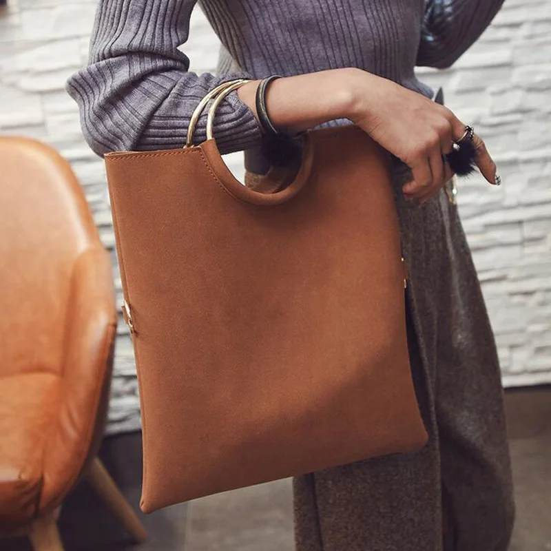 Fashion new 2 pcs Women Handbags High-quality Matte PU Leather Women bag Open Metal Ring Envelopes Portable Shoulder bag