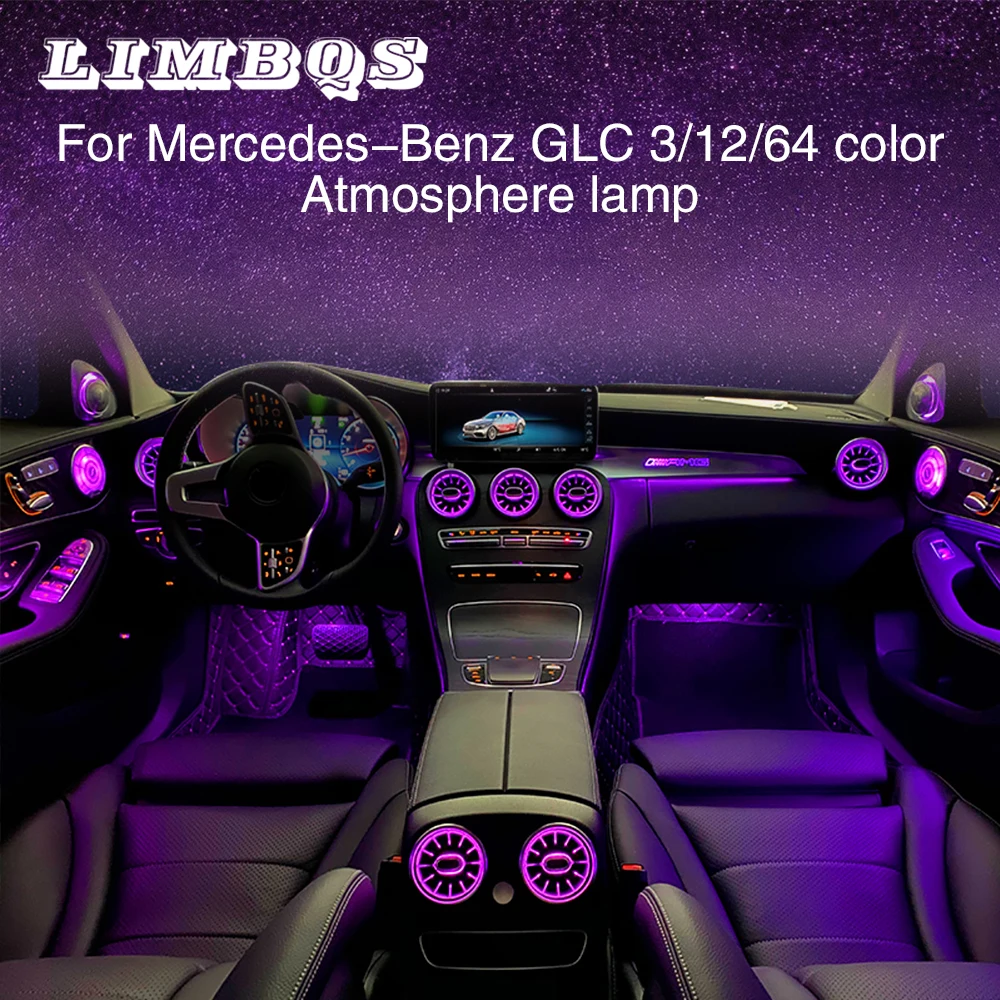 

Car atmosphere ambient lamp light for Benz GLC X253 automotive interior vent lights 3/12/64 colors automotive ambient light