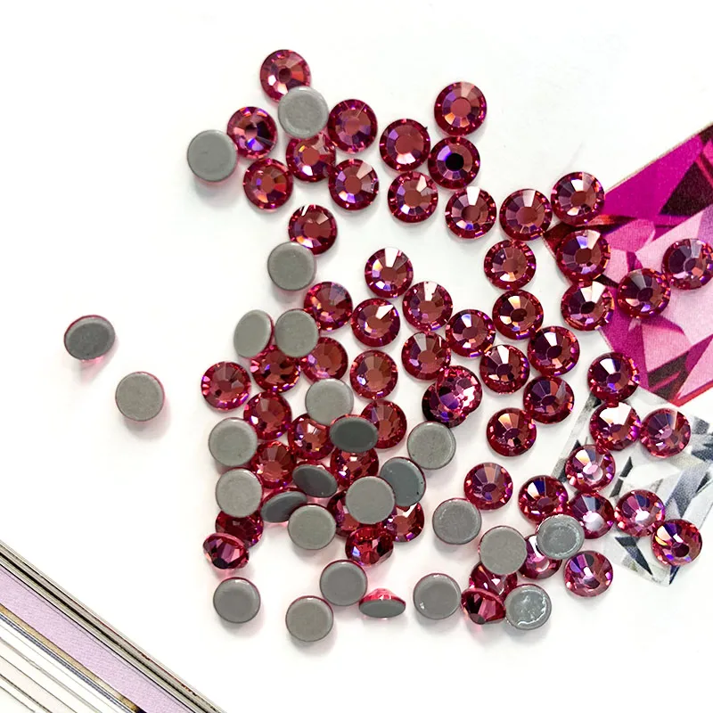 Стразы термостойкие для ногтей стразы ремни розово-красный клей с блестками