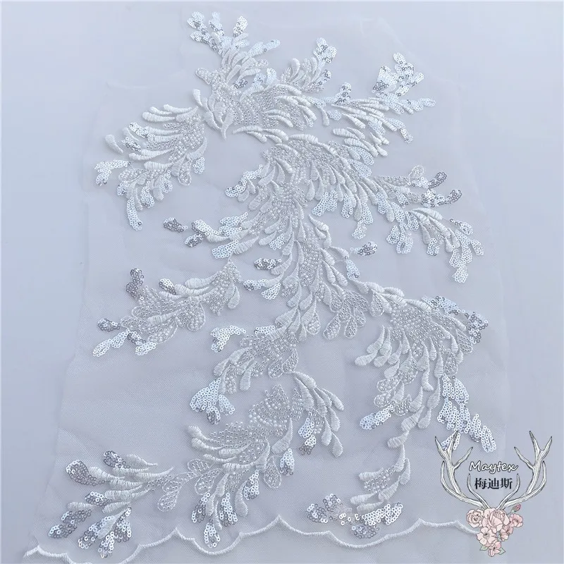 

32cm * 47cm Leaf Flower Color Small Pearl Sequin Flower Evening Gown Accessories Clothes Decoration DIY