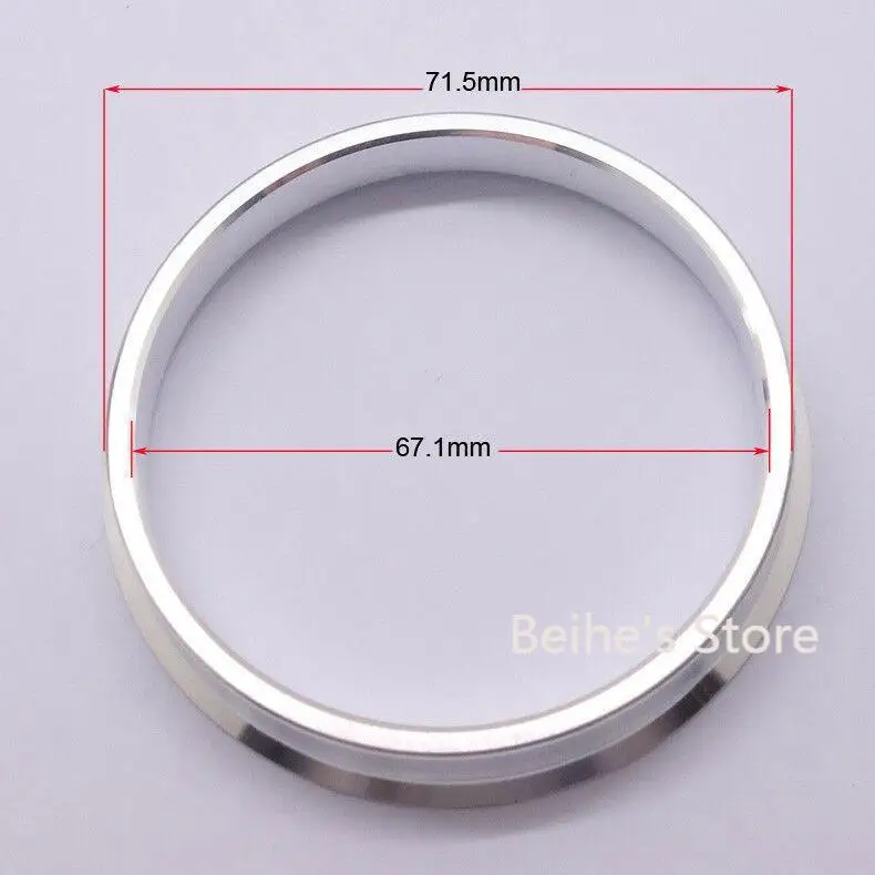 

4pcs Silver Aluminum Alloy Wheel Spacer Hub Centric Rings 71.5OD to 67.1ID