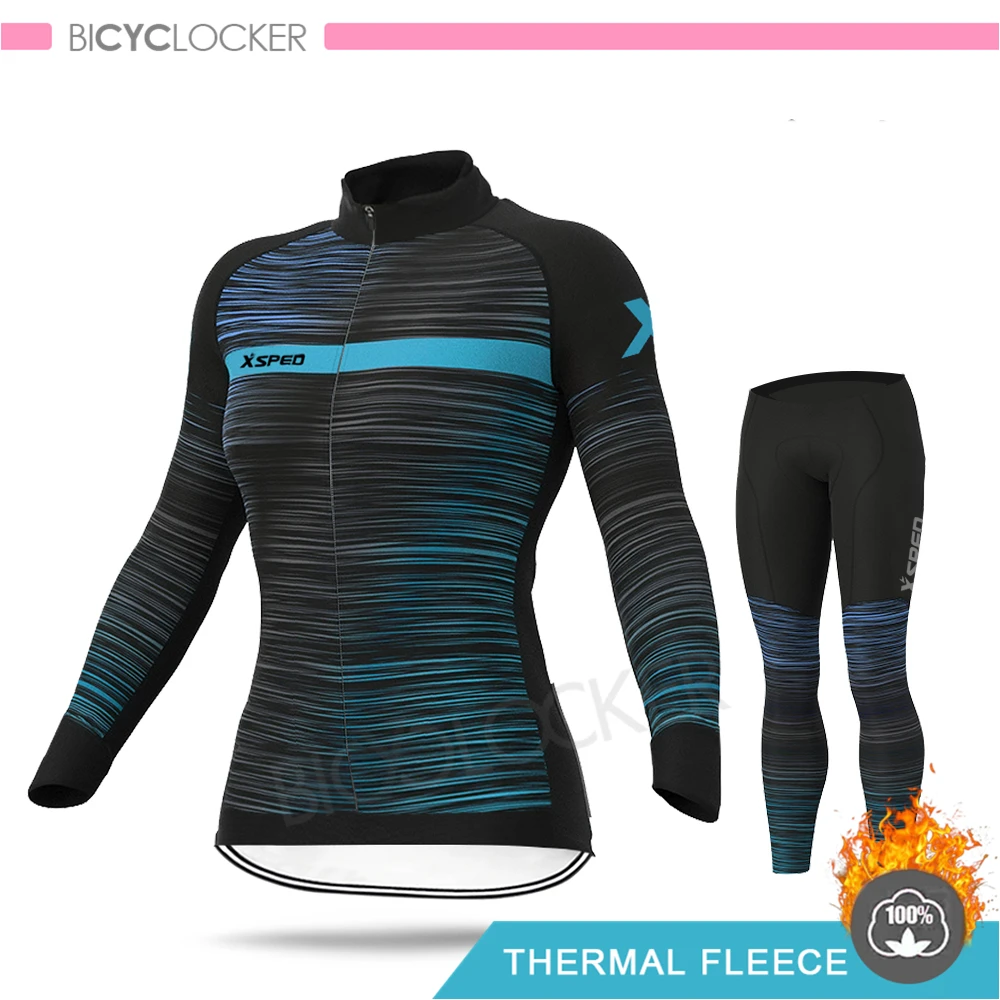 Normal Cycling Set Женская зимняя новая велосипедная одежда, комплект Джерси для велоспорта, Теплая Флисовая одежда Aleing, женская форма для шоссейного велосипеда, костюмы, одежда для верховой езды - Цвет: Normal Cycling Set