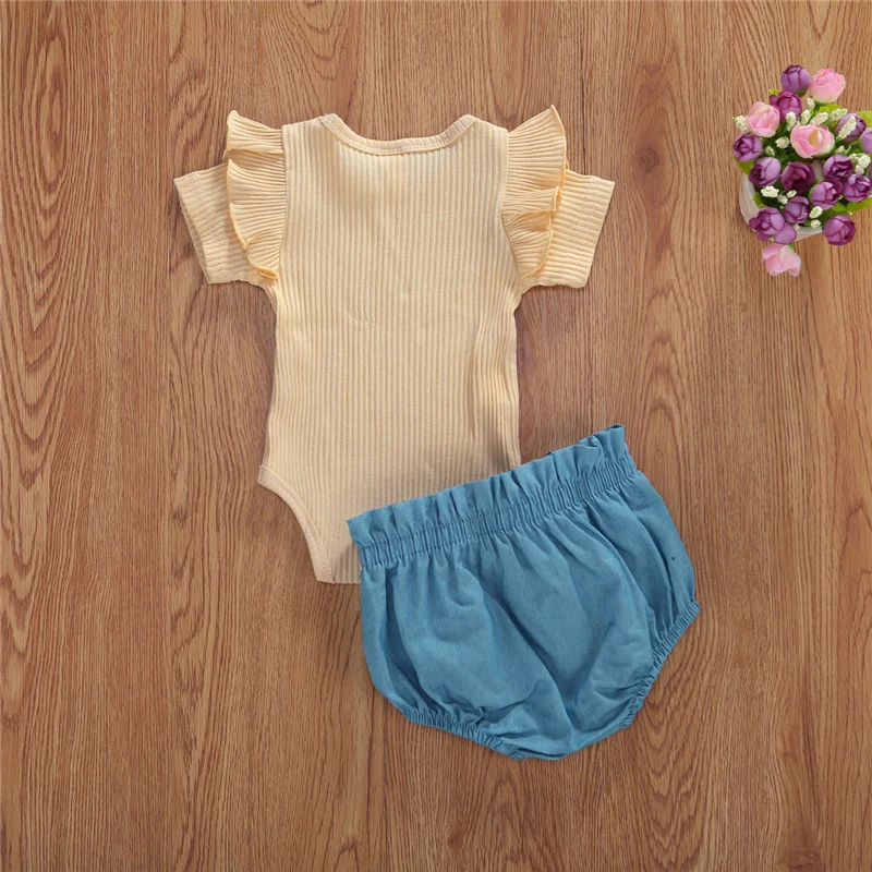 Одежда для новорожденных девочек комплекты маленьких однотонные шорты и штаны
