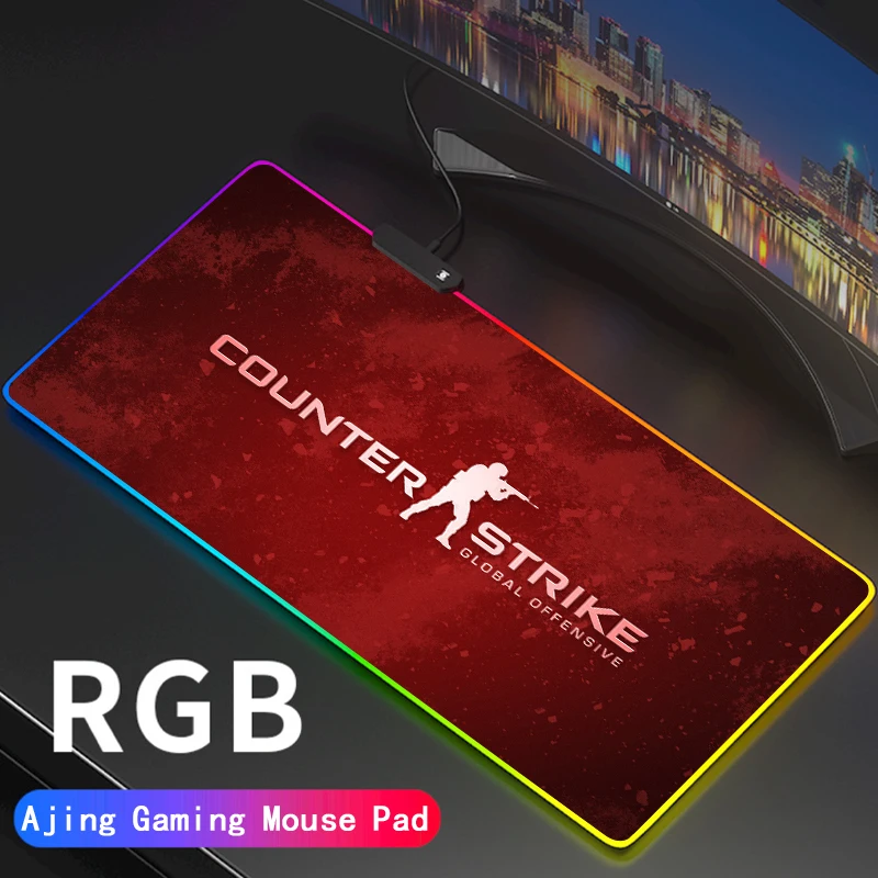 

RGB коврик для мыши со светодиодный подсветкой, клавиатура для ноутбука, красный коврик для мыши CS-Go, водонепроницаемый цветной игровой Настольный коврик
