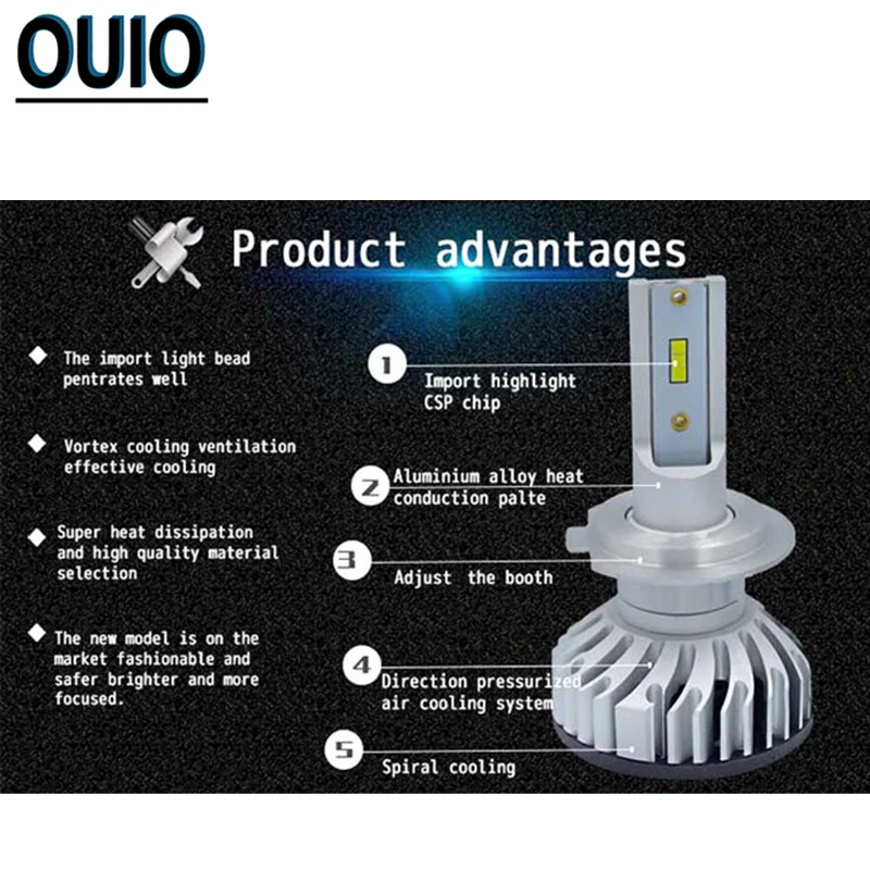 2 шт. H4 Led F2 со светодиодными кристаллами головной светильник лампы на 12В