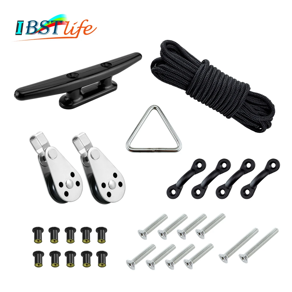 

30 футов веревка для водных видов спорта Каяка аксессуары для каноэ якоря комплекты тележек система шкивов скобы глаз колодки гайки винты ло...