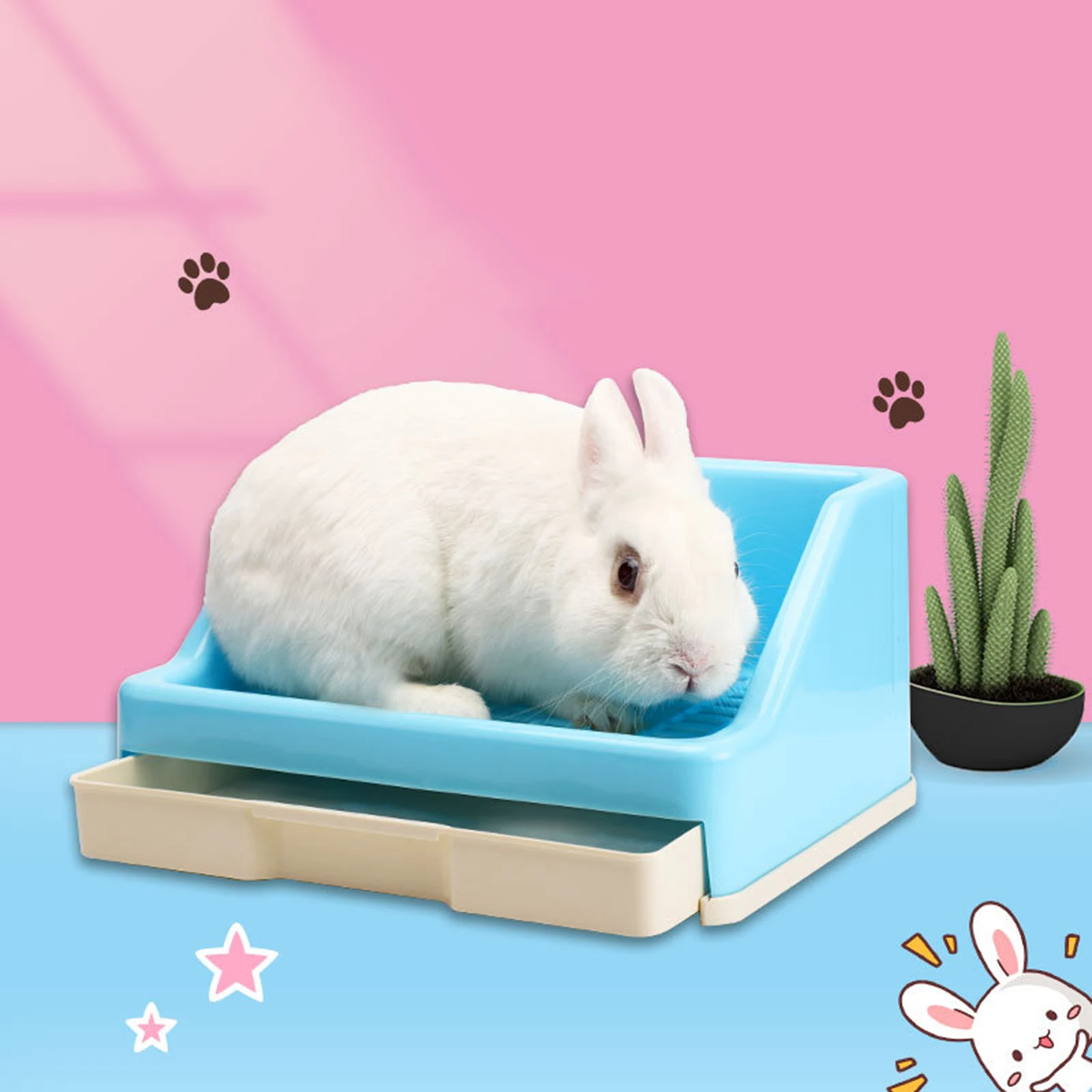 

Rabbit Litter Box Fixable Corner Litter Box Potty Pet Pan for Ferret Hamster