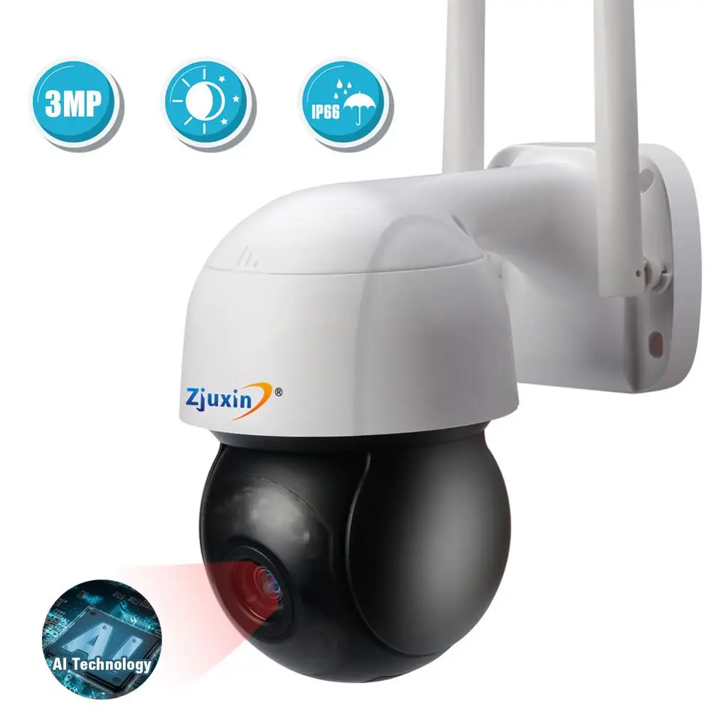 ZJUXIN 3MP Беспроводной PTZ Скорость купольная IP камера AI Камера Открытый Wi Fi