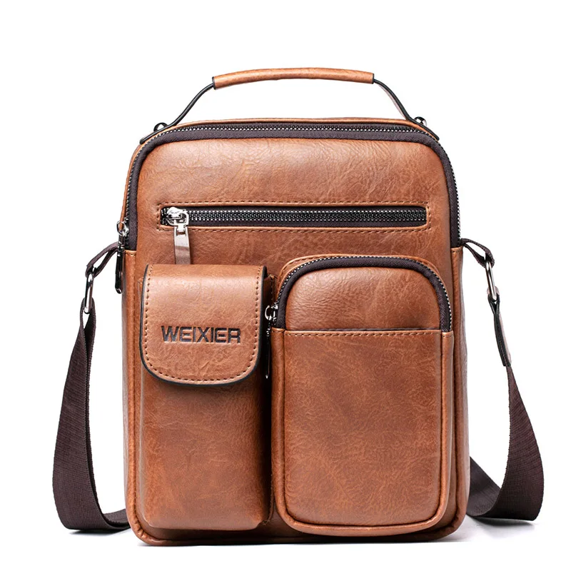 New Men's Shoulder Bag PU Material British Retro Casual Fashion Style High Quality Design Large Capacity Messenger Bag