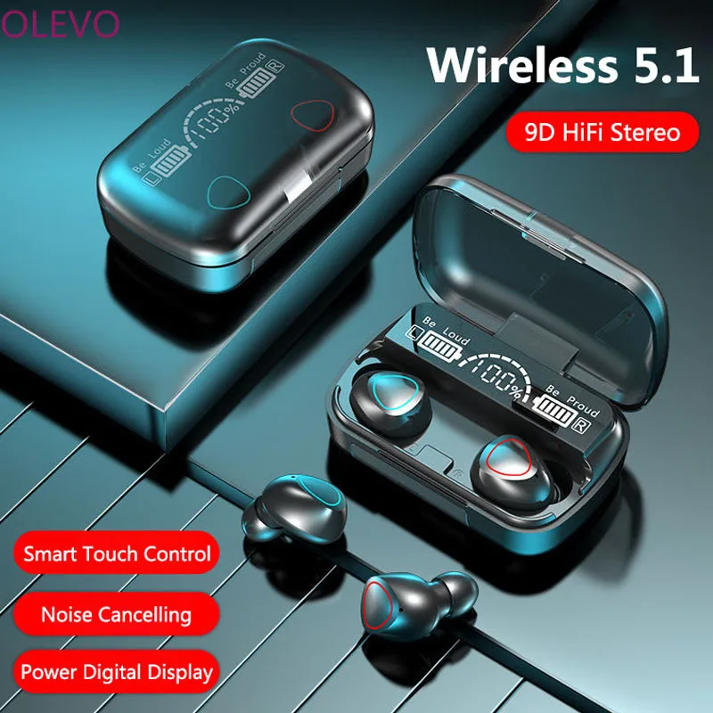 

TWS Wireless Earphones Bluetooth-compatible Headphone 9D Stereo Sports Waterproof Earbuds Headsets With Microphone Charging Box