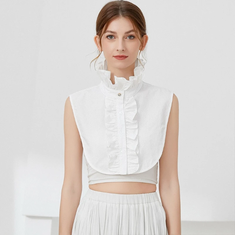 Женская винтажная блузка с ложным воротником элегантная белая офисная и