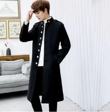 M 4XL Новая Мужская модная одежда в Корейском стиле утепленная Длинная шерстяная