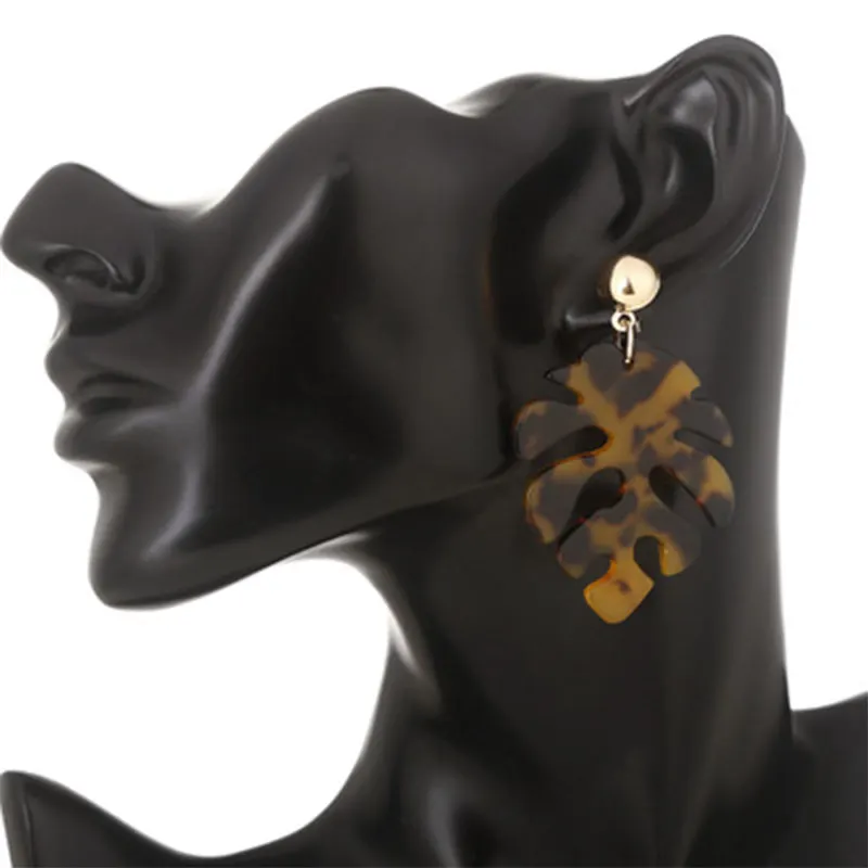 Популярные Длинные подвесные акриловые серьги в богемном стиле с листьями