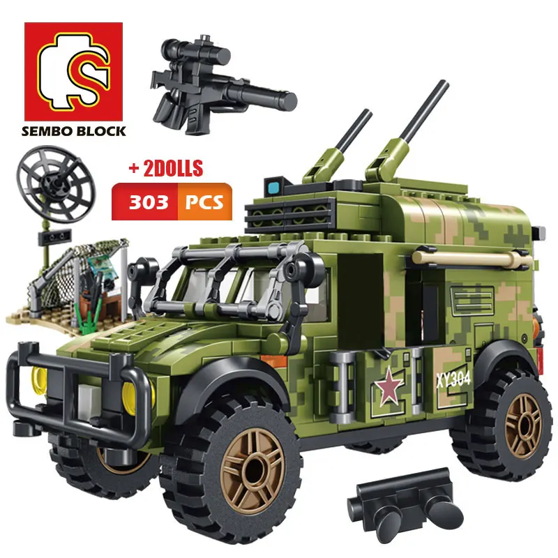 

SEMBO Military Armored Tank Communication Command Vehicle Building Blocks Army Figure Cars Creator Bricks Toys Gifts for Kid Boy